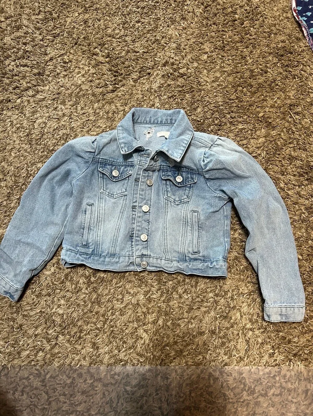 Chelsea & Violet Medium Light Blue Distressed Denim Jacket